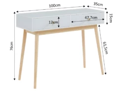 Console PETRA Laqué Blanc Mat 2 Tiroirs 100cm -mobilier de bureau Shop console 21295841
