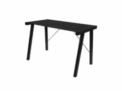 Tyson Bureau En Verre Noir Et Métal Laqué En Noir.