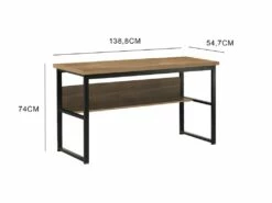 Bureau Dmusell, Bureau Linéaire, Bureau Polyvalent, Bureau Fixe Peu Encombrant, 55x139h74 Cm, Noir Et Chêne -mobilier de bureau Shop console 22485633