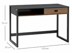 Bureau Style Industriel Casier Tiroir Coulissant Panneaux MDF Noir Aspect Noyer 7 Bureau Style Industriel Casier Tiroir Coulissant Panneaux MDF Noir Aspect Noyer -mobilier de bureau Shop console 23021403
