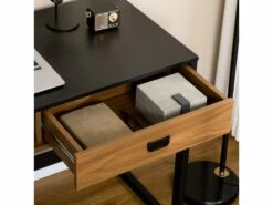 Bureau Style Industriel Casier Tiroir Coulissant Panneaux MDF Noir Aspect Noyer 8 Bureau Style Industriel Casier Tiroir Coulissant Panneaux MDF Noir Aspect Noyer -mobilier de bureau Shop console 23021405