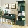 Ensemble De 2 Meubles De Bureau. Console Et étagère Collection DOUGLAS Coloris Vert Et Doré