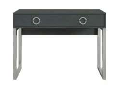 Bureau Console Avec 2 Tiroirs Collection MELTON Coloris Gris, Pieds En Fer Chromés. -mobilier de bureau Shop console 9513129