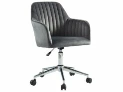 Chaise De Bureau - Velours - Gris - Hauteur Réglable - ELEANA -mobilier de bureau Shop fauteuil de bureau 345327