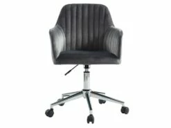 Chaise De Bureau - Velours - Gris - Hauteur Réglable - ELEANA -mobilier de bureau Shop fauteuil de bureau 345333