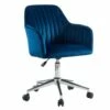 Chaise De Bureau - Velours - Bleu - Hauteur Réglable - ELEANA