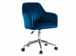 Chaise De Bureau - Velours - Bleu - Hauteur Réglable - ELEANA