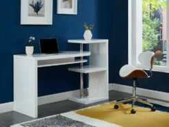 Chaise De Bureau MONTENEGRO - Hauteur Ajustable - Simili - Noyer Et Blanc -mobilier de bureau Shop fauteuil de bureau 377701