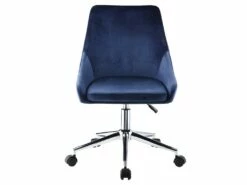 Chaise De Bureau MASURIE - Velours - Bleu Nuit - Hauteur Ajustable -mobilier de bureau Shop fauteuil de bureau 377741