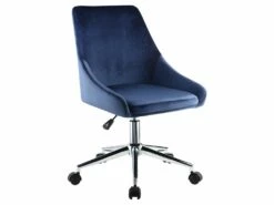 Chaise De Bureau MASURIE - Velours - Bleu Nuit - Hauteur Ajustable -mobilier de bureau Shop fauteuil de bureau 377743