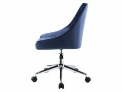 Chaise De Bureau MASURIE - Velours - Bleu Nuit - Hauteur Ajustable -mobilier de bureau Shop fauteuil de bureau 377745