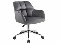 Chaise De Bureau - Velours - Gris - Hauteur Réglable - PEGA -mobilier de bureau Shop fauteuil de bureau 426669