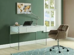 Chaise De Bureau - Velours - Beige - Hauteur Réglable - PEGA