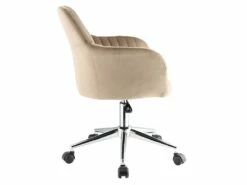 Chaise De Bureau - Velours - Beige - Hauteur Réglable - ELEANA -mobilier de bureau Shop fauteuil de bureau 426745