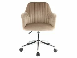 Chaise De Bureau - Velours - Beige - Hauteur Réglable - ELEANA -mobilier de bureau Shop fauteuil de bureau 426749