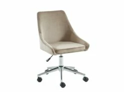 Chaise De Bureau MASURIE - Velours - Beige - Hauteur Ajustable -mobilier de bureau Shop fauteuil de bureau 428349