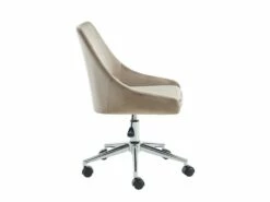 Chaise De Bureau MASURIE - Velours - Beige - Hauteur Ajustable -mobilier de bureau Shop fauteuil de bureau 428351