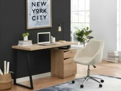 Chaise De Bureau - Tissu - Beige - Hauteur Ajustable - REZA