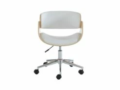 Chaise De Bureau JELSA - Hauteur Ajustable - Simili Et Métal Chromé - Chêne Et Blanc -mobilier de bureau Shop fauteuil de bureau 450141
