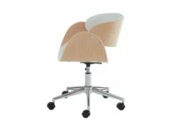 Chaise De Bureau JELSA - Hauteur Ajustable - Simili Et Métal Chromé - Chêne Et Blanc -mobilier de bureau Shop fauteuil de bureau 450149