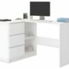 KIAN B | Bureau D'angle & Rangements + 3 Tiroirs | 112x87x76 Cm | Table D'ordinateur Forme De L | Table De Travail