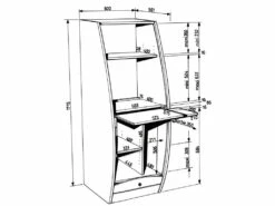 Armoire Informatique Galbée Largeur 60 Cm 5 Niches - Coloris: Merisier -mobilier de bureau Shop meuble bureau 10039145