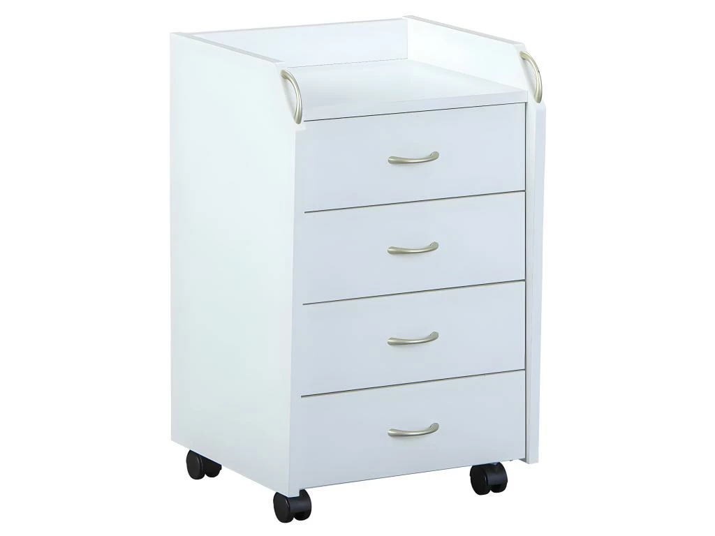 TEO - Caisson 4 Tiroirs Sur Roulettes Coloris Blanc 1 TEO - Caisson 4 Tiroirs Sur Roulettes Coloris Blanc