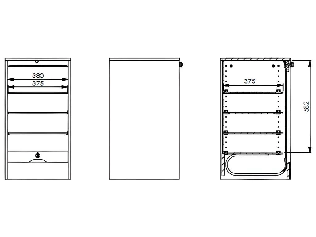 Classeur à Rideau Hauteur 76 Largeur 41 Cm - Coloris: Merisier 3 Classeur à Rideau Hauteur 76 Largeur 41 Cm - Coloris: Merisier – Image 3