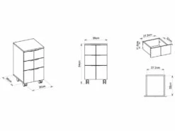 Caisson Roulant 3 Tiroirs Gris Mat -mobilier de bureau Shop meuble bureau 10041871