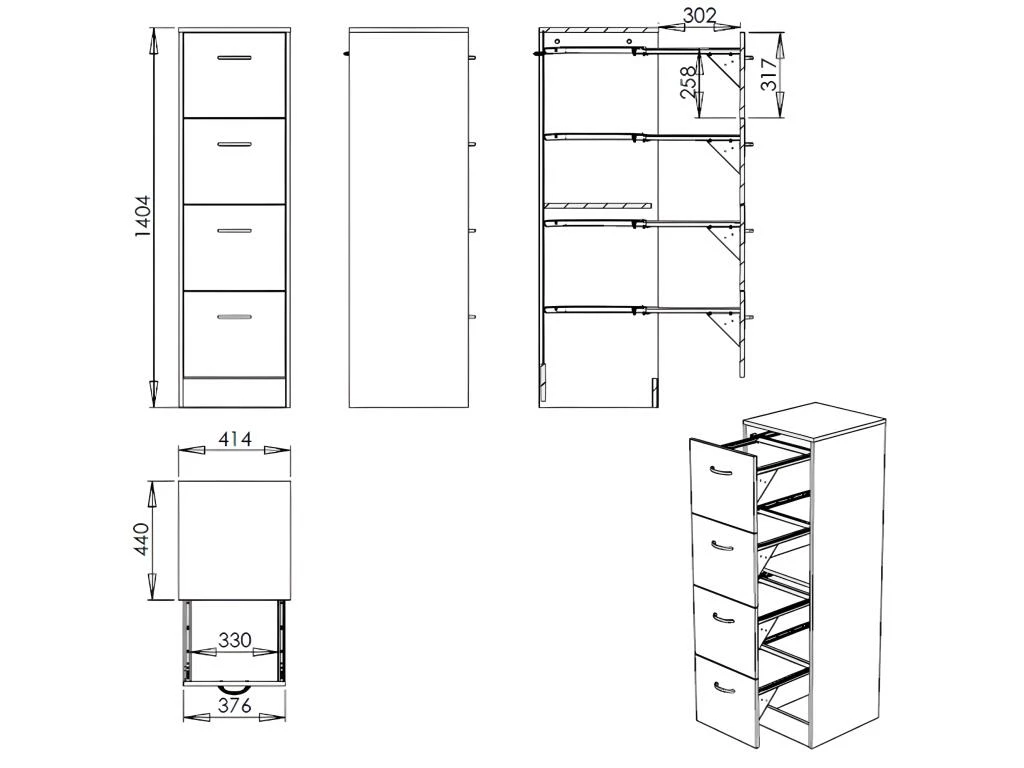 Classeur 4 Tiroirs 100 Dossiers Suspendus - Coloris: Aluminium 2 Classeur 4 Tiroirs 100 Dossiers Suspendus - Coloris: Aluminium – Image 2