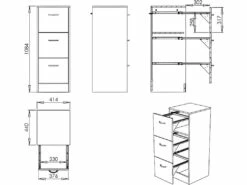 Classeur 3 Tiroirs 75 Dossiers Suspendus - Coloris: Merisier