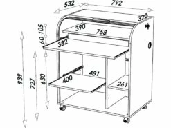 Bureau Informatique Chêne 1 Rideau - Coloris: Noir -mobilier de bureau Shop meuble bureau 10044947