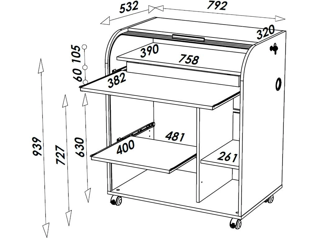 Bureau Informatique Chêne 1 Rideau - Coloris: Zonk Pow 400 3 Bureau Informatique Chêne 1 Rideau - Coloris: Zonk Pow 400 – Image 3