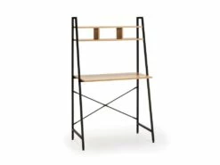 Bureau Blanca Noir, 1 étagère, Style Industriel, 83 Cm Longueur