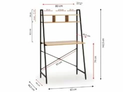 Bureau Blanca Noir, 1 étagère, Style Industriel, 83 Cm Longueur -mobilier de bureau Shop meuble bureau 10045875