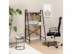 Bureau Blanca Noir, 1 étagère, Style Industriel, 83 Cm Longueur -mobilier de bureau Shop meuble bureau 10045877