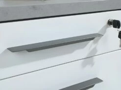 Caisson De Rangement à Roulettes 3 Tiroirs Décor Gris Béton Et Blanc - NET