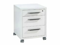 Caisson De Rangement à Roulettes 3 Tiroirs Blanc Laqué - NET