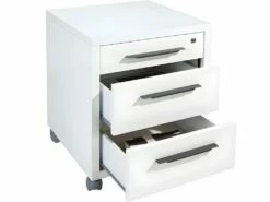 Caisson De Rangement à Roulettes 3 Tiroirs Blanc Laqué - NET -mobilier de bureau Shop meuble bureau 10047513