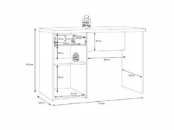 Bureau Enfant Revêtement Effet Bois Vintage Et Béton Gris - BUCKY -mobilier de bureau Shop meuble bureau 10047593