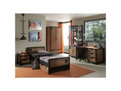 TCHAD - Bureau 3 Tiroirs En Pin Massif Avec Motifs -mobilier de bureau Shop meuble bureau 10451161