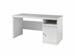 CLEO - Bureau 1 Porte Effet Lambris Blanc Laqué