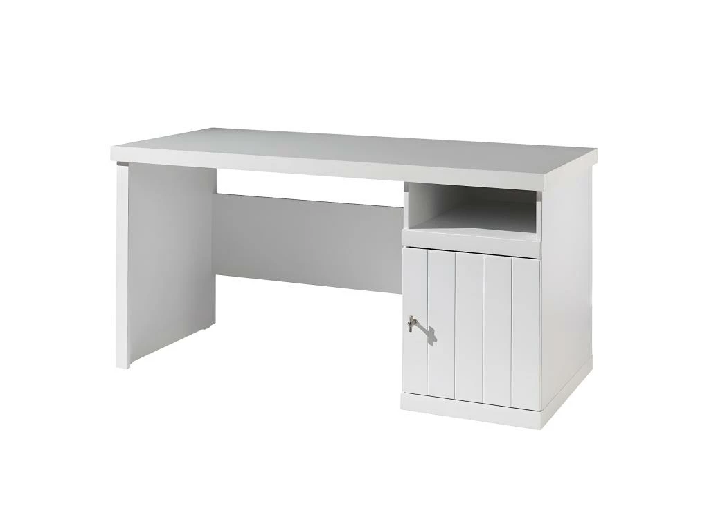 CLEO - Bureau 1 Porte Effet Lambris Blanc Laqué 1 CLEO - Bureau 1 Porte Effet Lambris Blanc Laqué