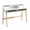 BODHI WHITE - Bureau 2 Tiroirs + Niches Blanc Et Bois