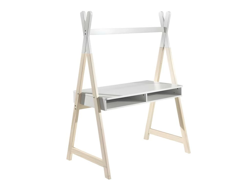 BODHI WHITE - Bureau Tipi Avec Niches Blanc Et Bois 1 BODHI WHITE - Bureau Tipi Avec Niches Blanc Et Bois