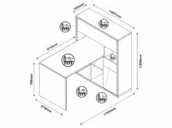 Bureau D'angle Avec Rangements Finition Chêne Et Blanc Laqué - ETHEL -mobilier de bureau Shop meuble bureau 10561953