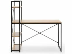 Bureau Lidia Noir, 3 étagères, Style Industriel, 120 Cm Longueur -mobilier de bureau Shop meuble bureau 10565515