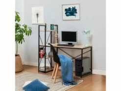 Bureau Lidia Noir, 3 étagères, Style Industriel, 120 Cm Longueur -mobilier de bureau Shop meuble bureau 10565519