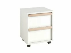 NASH WHITE - Caisson à Roulettes 2 Tiroirs Blanc Et Bois