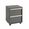 NASH DARK - Caisson à Roulettes 2 Tiroirs Anthracite Et Bois